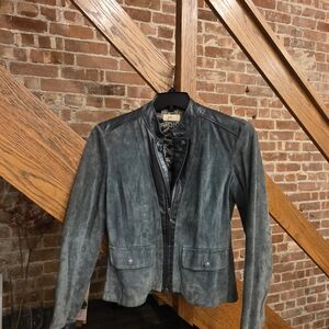 Women's Gray Leather Jacket